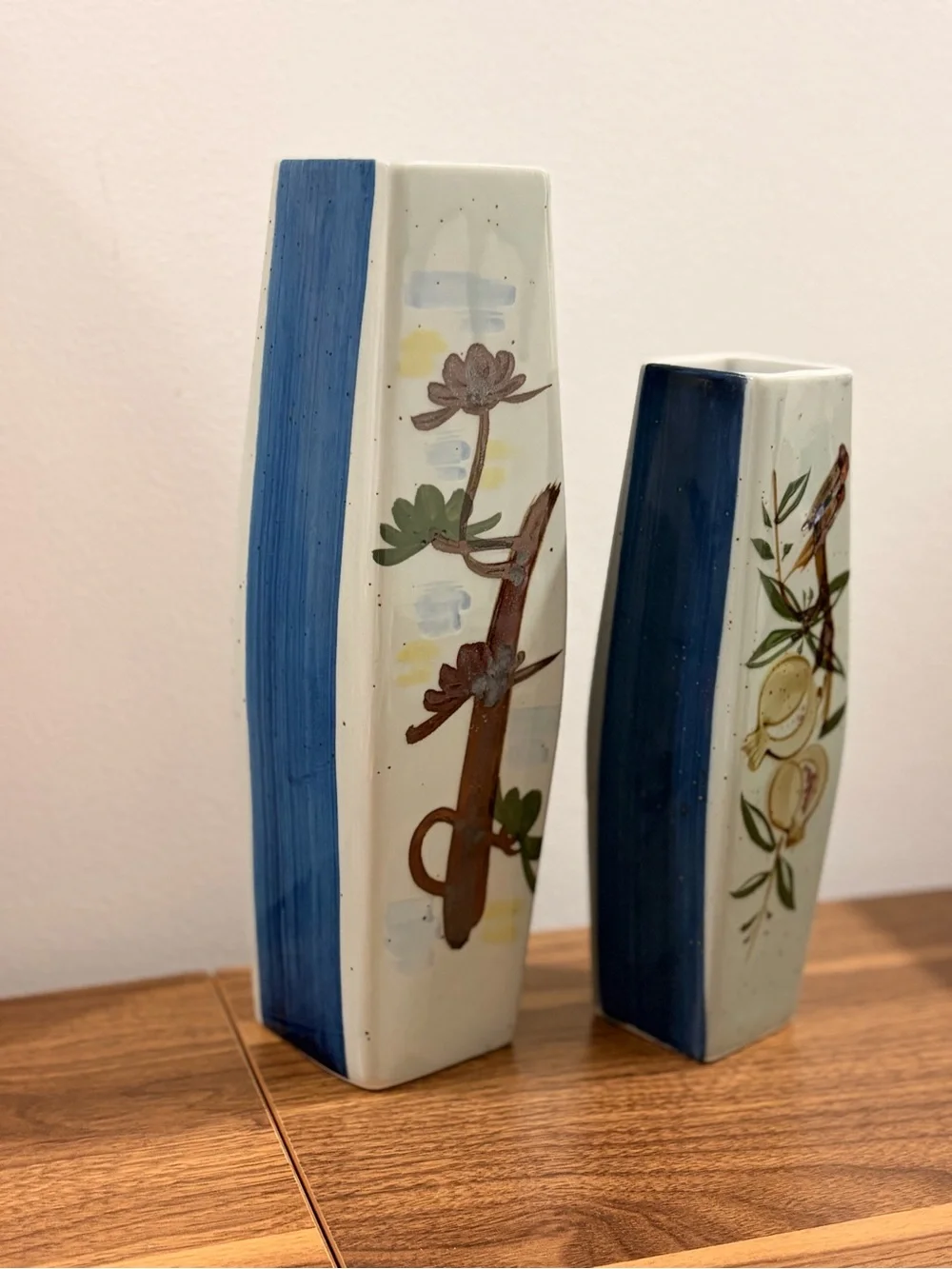 Ceramic Floral Motif Bud Vase - Cream